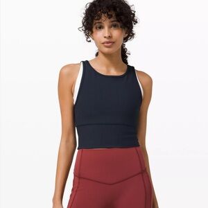 Lululemon Power Pivot Navy Ribbed Tank, size 2